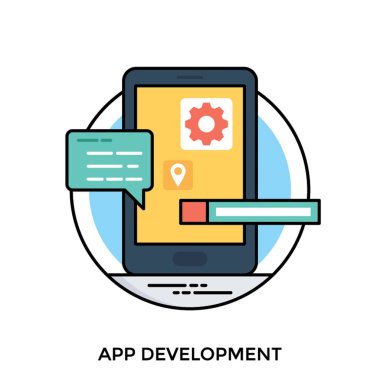 Smartphone perde ile dişli ve kodlama kabarcık prototipleme app geliştirme simgesi 