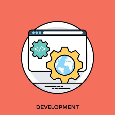 Web sayfasını başka bir dişli, bir dişli ve dünya küre simge simgeler geliştirme endişe veren bir bütün olarak kodlama ile 