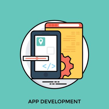 Smartphone perde ile dişli ve web sayfası arka plan prototipleme app geliştirme simgesi  