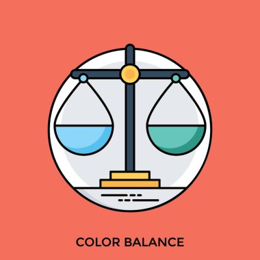 Denge ölçek düz simgesi, adalet kavramı