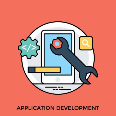 Bazı sürecinde bir smartphone ve dişliler, arama sembolü ve ses düğmesi, bir bütün olarak tüm belirtir uygulama geliştirme yapma bir somun anahtarı 