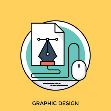 Bir fare simgesi grafik tasarım için gösterilen bu dijital tasarlama süreci bağlı vektör aracıyla kağıt 