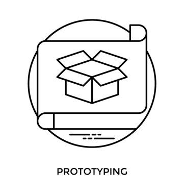 Bir açılan kutu symbolsing prototip simge taslağını kontrol sayfası grafik kağıdına 