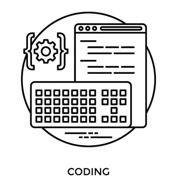 Klavye ve kroki için kodlama simgesi cog kaşlı ayraçlar içinde sayfası kodlama içinde Web sitesi
