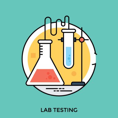 Kültür Tüp, laboratuvar test vektör simge bağlantılı bir kimyasal şişesi 