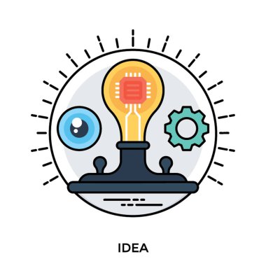 Ampul ile yaratıcı bir fikir bayraklarında cog sahip yuvarlak şekil 