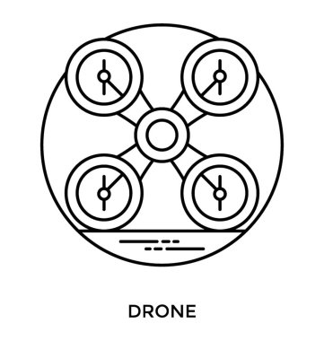 Drone dört helikopter, çizgili simgesi Tema