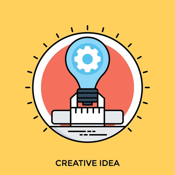 Forma Redonda Tendo Bulbo Com Engrenagem Simbolizando Ideia Criativa — Vetor de Stock