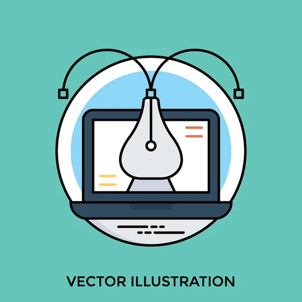 Laptop Screen Showing Digital Designing Process Vase Vectors Lines Vector — Stock Vector