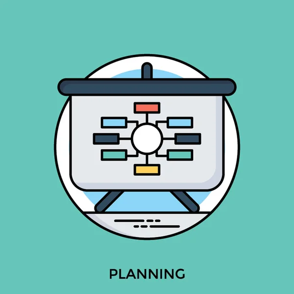 Eine Präsentationstafel Mit Datenverarbeitung Flussdiagramm Das Planungsikone Darstellt — Stockvektor