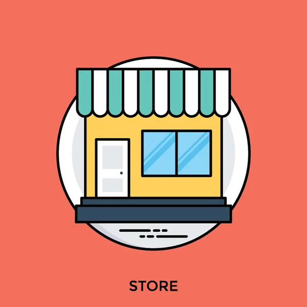 显示带有玻璃门窗的数字商店的图标 以及管道屋顶 象征着商店 — 图库矢量图片