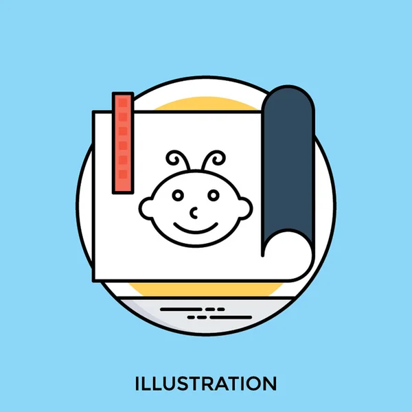Egy Boldog Arcot Idegen Egyszerű Vázlat Készül Papír Ikon Illusztráció — Stock Vector