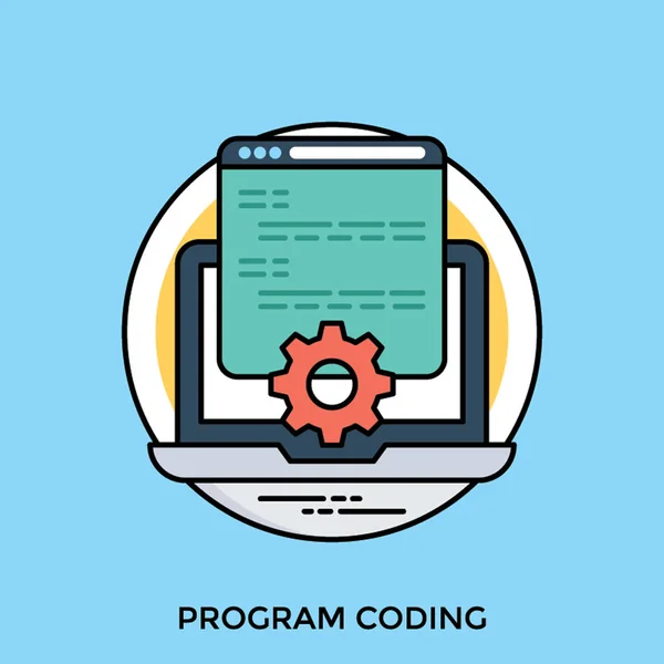 프로그램 아이콘을 코딩에 표현에 페이지를 노트북 보여주는 웹사이트 — 스톡 벡터