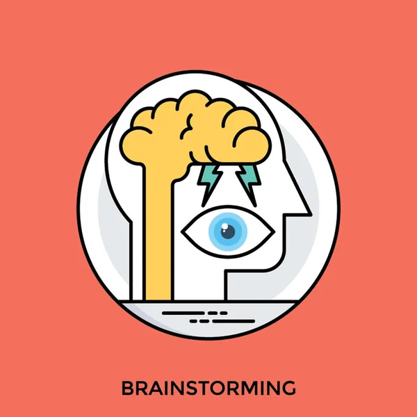 Visão Interior Cérebro Humano Com Trovões Figurando Ícones Brainstorming — Vetor de Stock
