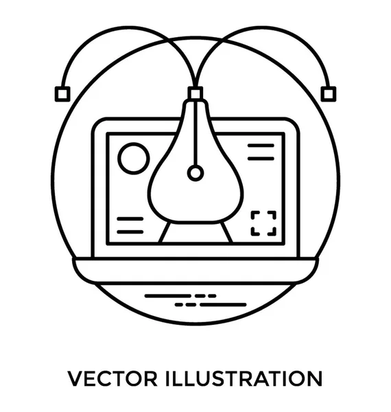 Écran Ordinateur Portable Montrant Processus Conception Numérique Vase Avec Des — Image vectorielle