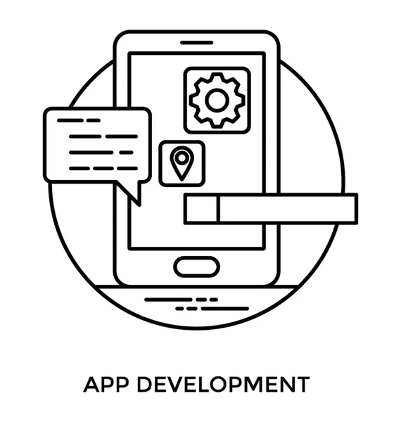 Smartphone Skärmen Med Redskap Och Kodning Bubbla Prototyping App Utveckling — Stock vektor
