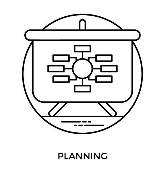 Prezentace Deska Zpracování Dat Vývojový Diagram Zastupující Plánování Ikonu — Stockový vektor