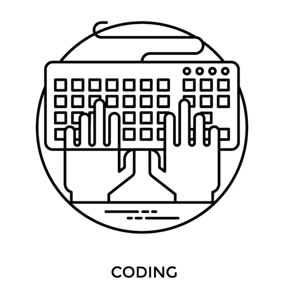 手准备通过键盘键入代码 象征编码概念 — 图库矢量图片