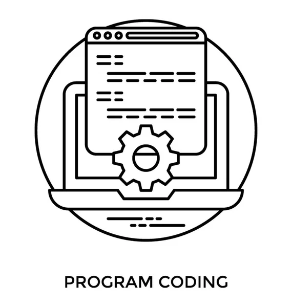 Laptop Que Muestra Página Codificación Del Sitio Web Adjunta Engranaje — Archivo Imágenes Vectoriales