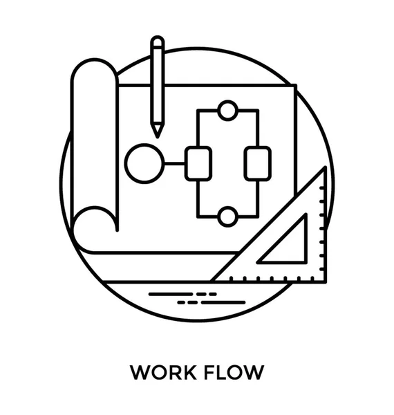 Prototipo Flujo Proyecto Papel Con Herramientas Geométricas Que Ilustran Icono — Vector de stock