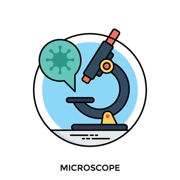 Плоский Дизайн Піктограми Мікроскопа Лабораторні Дослідження — стоковий вектор
