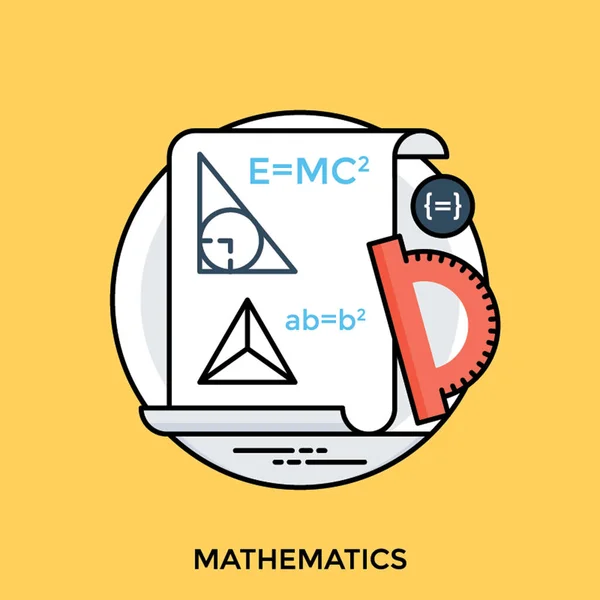 Paper Sheet Having Algebra Equation Protractor Mathematics Flat Icon — Stock Vector