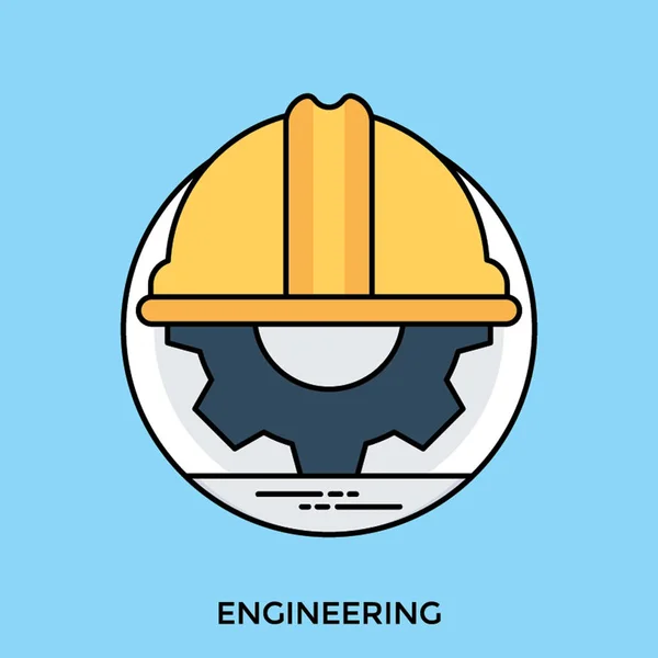 Harter Hut Mit Zahnrad Als Symbol Der Ingenieurskunst — Stockvektor