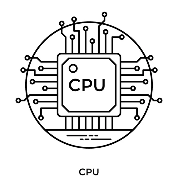 Desain Vektor Ikon Baris Dari Chip Cpu - Stok Vektor