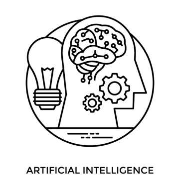 Yaratıcı düşünme kavramını sunulması Dişli ve ampul simgesi olan insan kafası