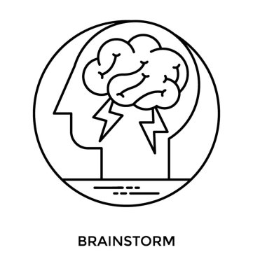 Beyin fırtınası simgeler görünümü gök gürültüsü ile insan beyninin içinde bulmaktan 