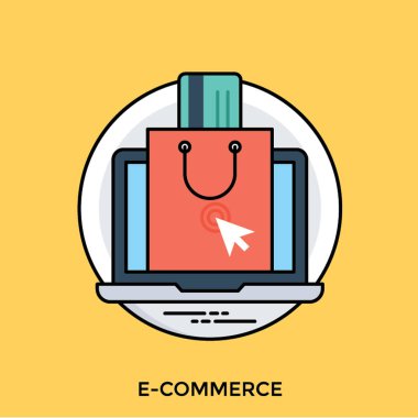 Kredi kartı olan dizüstü e-ticaret kavramı temsil eden bir alışveriş çantası 