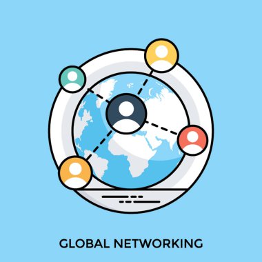 Arka plan küre ve küresel ağ kavramı açıklayan bir kişi etrafında, farklı bağlantıya sahip merkezi ile bir simge 