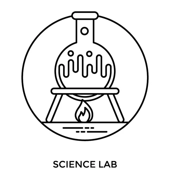 Bir Laboratuar Brülör Üzerinde Kimyasal Konik Şişesi Bilim Laboratuarı Simgesidir — Stok Vektör