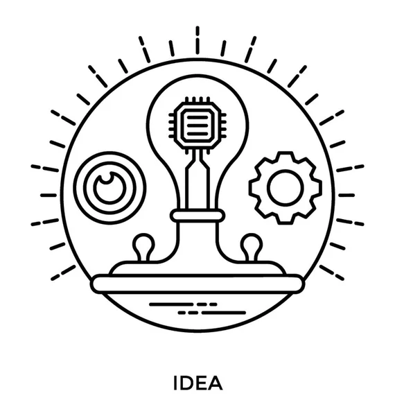 Forma Redonda Tendo Bulbo Com Engrenagem Simbolizando Ideia Criativa — Vetor de Stock