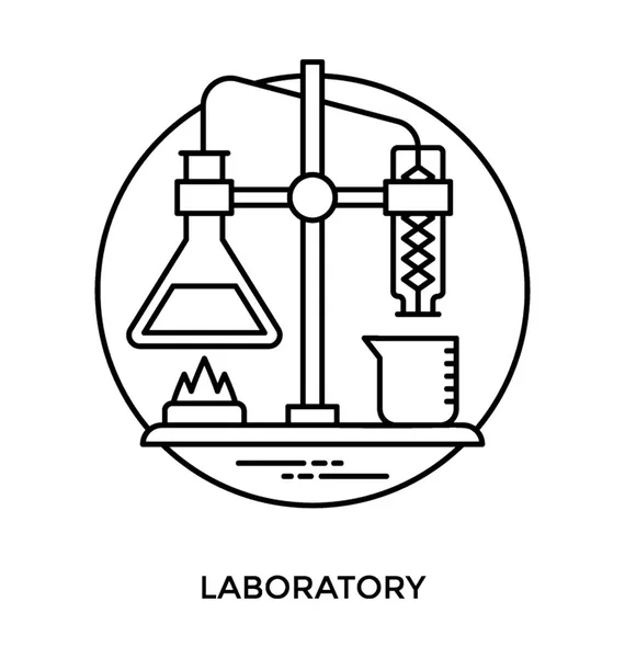 Frasco Laboratório Copo Uma Braçadeira Suporte Suporte Frasco Design Ícone — Vetor de Stock