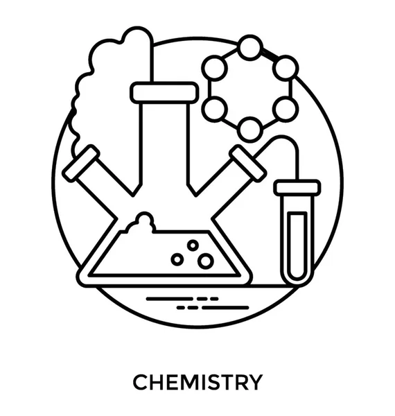 Tři Hrdla Baňky Naplněné Chemické Atom Znamení Kultura Trubice Chemie — Stockový vektor