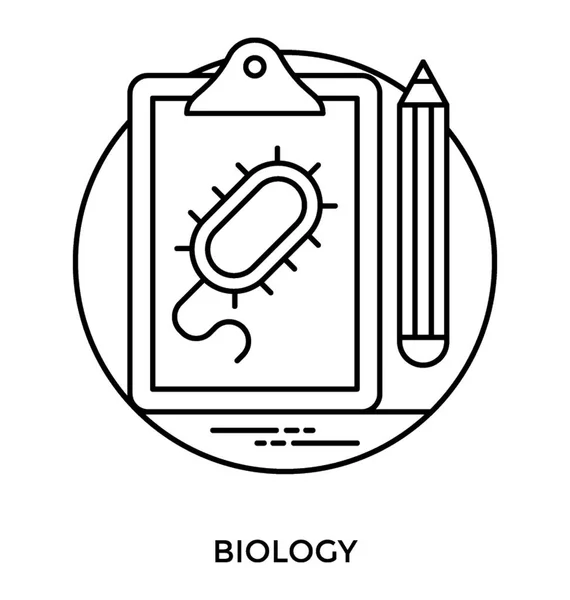 粘贴在剪贴板中的纸报告 它与铅笔 生物定理图标一起具有微生物标志 — 图库矢量图片