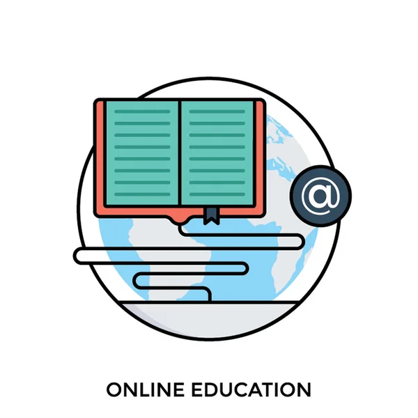 Ícone Mostrando Livro Fazendo Conexão Com Computador Cabo Retratando Educação — Vetor de Stock