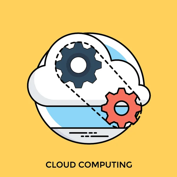 Eine Cloud Grafik Mit Vernetzten Zahnrädern Der Spitze Cloud Computing — Stockvektor