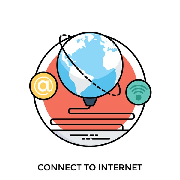Globe Connecting Wifi Website Sign Showing Internet Connection — Stock Vector