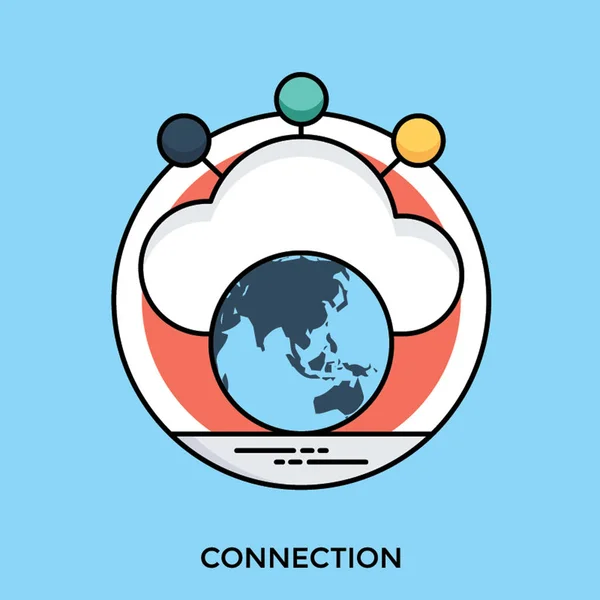 Nuage Avec Globe Des Connexions Différentes Une Icône Pour Connexion — Image vectorielle