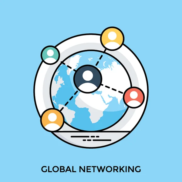 Egy Ikon Háttér Globe Globális Hálózat Fogalmának Központjában Különböző Kapcsolatokkal — Stock Vector