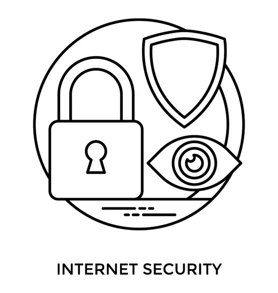 Ikona Blokady Ochrona Tarcza Oko Grafika Połączenia Reprezentujący Ideę Internet — Wektor stockowy