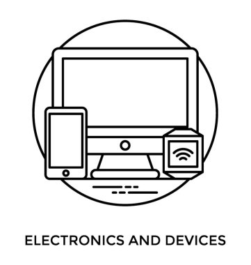 Ağ aygıtları hakkında bir fikir gösterilen bir Icons ekranlı elektronik becerikli alet 