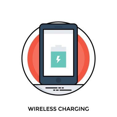 Cep telefonu, simge vektör şarj endüktif pilin şarj edilmesi ilerlemesini 