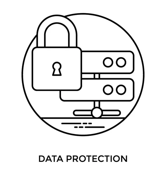 Two Data Storage Devices Lock Sign Symbolizing Data Protection — Stock Vector
