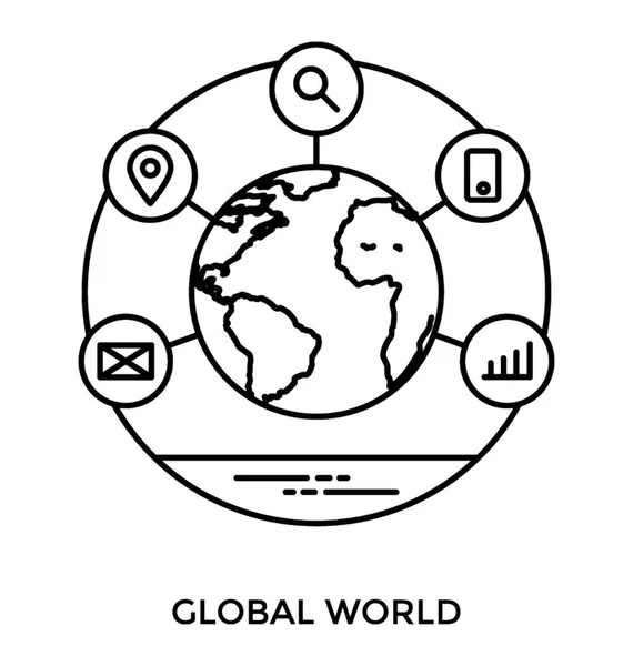 Ein Globus Ist Mit Mehreren Sozialen Knotenpunkten Verbunden Die Das — Stockvektor