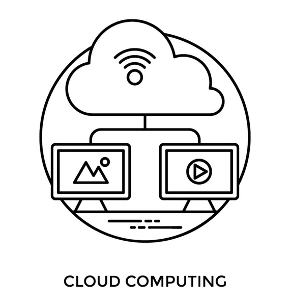 Eine Wolke Mit Wifi Zeichen Die Zwei Hubcomputern Angebracht Ist — Stockvektor