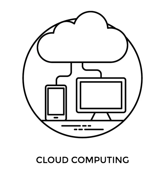 Zwei Elektronische Geräte Computer Und Smartphone Mit Cloud Grafik Verbunden — Stockvektor