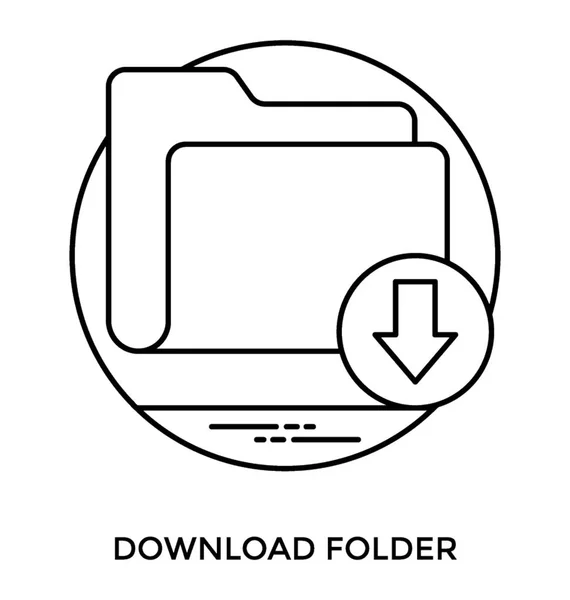 File Folder Downward Arrow Describing Concept Download Folder — Stock Vector